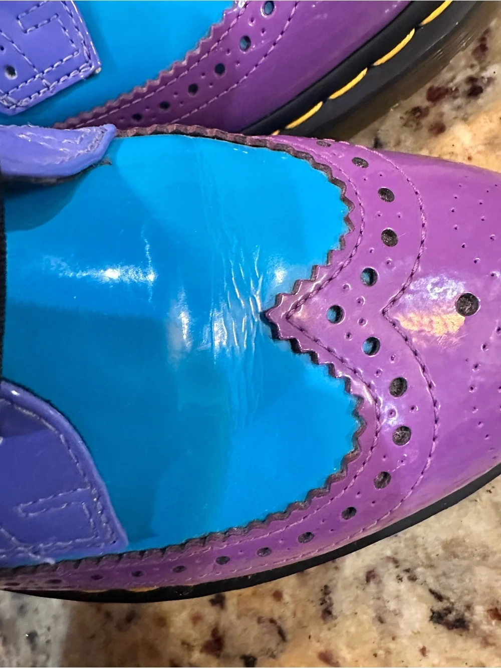 Rare Dr Martens 3989 Brogue Shoes Purple Blue Patent Leather Women US 9 UK 7 - Picture 10 of 13